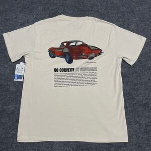 NEW Chevrolet Corvette Shirt Mens XXL 2XL Off White 1966 Sting Ray Sport Coupe